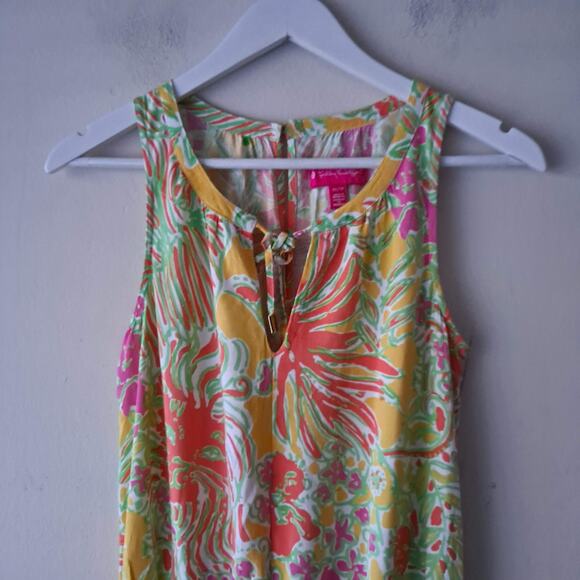 Lilly Pulitzer Challis Romper Sleeveless Floral Happy Place Yellow Women Size XS - Picture 7 of 16
